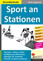 Vorschau - Stundenentwürfe - Sport an Stationen Grundschule | Stationenlernen, Werfen, Springen, Turnen, Trampolin, Fitness, Kreistraining, Partnerübungen | Sport Grundschule Klasse 1-4 Stundenbilder - Deckblatt