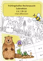 Vorschau - Arbeitsblätter - frühlingshaftes Rechenpuzzle im ZR 20 / ZE - E mit ZÜ Mathe 1. Klasse Subtraktion - Deckblatt
