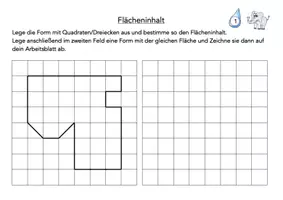 Vorschau - Stationenlernen - Flächeninhalt bestimmen - mit Kästchen auslegen (Klasse 3) - Deckblatt