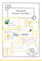 Vorschau - Fördermaterial/Inklusion - Mini Heft Übungsheft Kilometer und Meter - Deckblatt