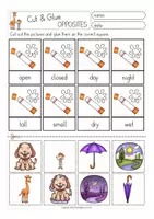 Vorschau - Arbeitsblätter - opposites Cut and Glue Englisch Arbeitsblätter - Seite 2