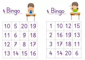Vorschau - Arbeitsblätter - Bingo Zahlenraum 0 bis 20 - 26 Spielfelder - Druckschrift - Seite 1