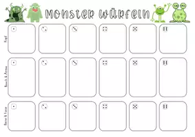 Vorschau - Arbeitsblätter - Würfelplan Monster - Blankovorlagen - Seite 3