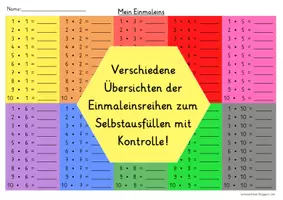 Vorschau - Arbeitsblätter - Mein Einmaleins - Verschiedene Übersichten - Deckblatt