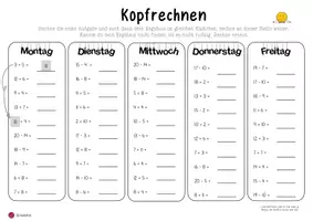 Vorschau - Arbeitsblätter - Kopfrechnen ZR 1000 mit Selbstkontrolle (Set 1) - Seite 1
