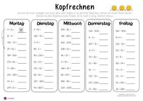 Vorschau - Arbeitsblätter - Kopfrechnen ZR 1000 mit Selbstkontrolle (Set 1) - Seite 3