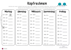 Vorschau - Arbeitsblätter - Kopfrechnen ZR 1000 mit Selbstkontrolle (Set 3) - Seite 2