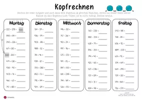 Vorschau - Arbeitsblätter - Kopfrechnen ZR 1000 mit Selbstkontrolle (Set 3) - Seite 3