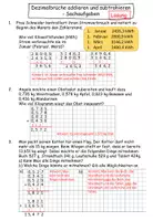 Vorschau - Arbeitsblätter - Addition und Subtraktion Dezimalbrüche und Brüche Sachaufgaben - Seite 3