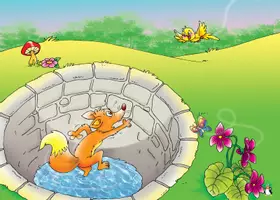 Vorschau - Fördermaterial/Inklusion - Der Fuchs und der Ziegenbock/Kamishibai/Erzähltheater/Fabel/Tafelbilder - Deckblatt