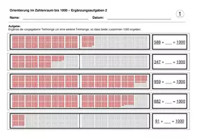 Vorschau - Arbeitsblätter - Ergänzungsaufgaben 2 (Zahlenraum bis 1000) - Seite 2