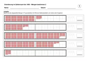 Vorschau - Arbeitsblätter - Orientierung im Zahlenraum bis 1000 (Basis-Aufgaben) - Deckblatt