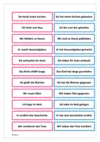 Vorschau - Aufgabenkarten - Legekarten: Präsens und Perfekt - Seite 1