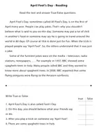 Vorschau - Arbeitsblätter - April Fools Day Fun Activities: Quiz/Maze/Alphabetical Order / Labyrinth / Alphabetische Reihenfolge - Seite 1