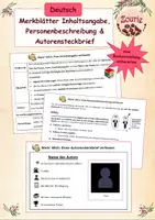 Vorschau - Merkblätter - Merkblatt: Inhaltsangabe Personenbeschreibung Autorensteckbrief - Deckblatt