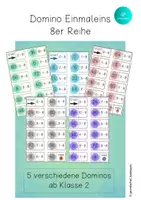 Vorschau - Arbeitsblätter - Domino Einmaleins 8er Reihe - Malreihen von 8 - Deckblatt