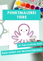 Vorschau - Mal- und Bastelvorlagen - Punktmalerei - Tiere mit Wattestäbchen bedrucken - Deckblatt