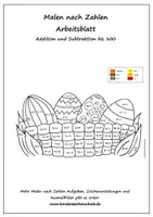 Vorschau - Arbeitsblätter - Malen nach Zahlen - Addition und Subtraktion bis 100 - Ostern - Deckblatt