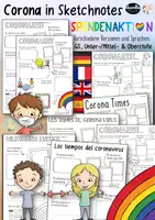 Vorschau - Arbeitsblätter - Coronazeit in Sketchnotes - SPENDENAKTION 🇩🇪🇬🇧🇪🇸🇫🇷 Corona - Deckblatt