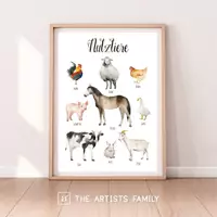 Vorschau - Poster - Nutztiere herunterladbare Drucke Aquarell Montessori Bildungsplakate - Deckblatt