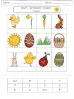 Vorschau - Arbeitsblätter - lesen schneiden kleben OSTERN Lesegitter - Seite 1