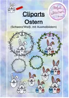 Vorschau - selbst erstellte Cliparts/Grafiken - Cliparts Ostern bunt & schwarz/weiß, mit Ausmalbildern - Deckblatt