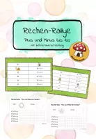 Vorschau - Stationenlernen - Rechen-Rallye - Plus und Minus bis 100 (mit Zehnerüberschreitung) - Deckblatt