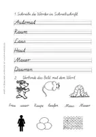 Vorschau - Arbeitsblätter - Schreib- und Leseübung Laut au - SAS, Druckschrift - Fibel - Seite 1