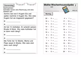 Vorschau - Arbeitsblätter - Wochenhausaufgabe Mathe Klasse 1 2 - Seite 3