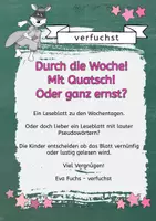 Vorschau - Arbeitsblätter - Wochentage - Ein Leseblatt mit Wahlmöglichkeit - Deckblatt