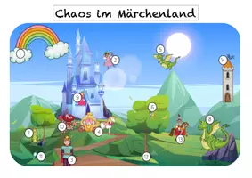Vorschau - Arbeitsblätter - Chaos im Märchenland - Lesespurgeschichte (4-fach differenziert) Klasse1/2 - Seite 1