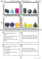 Vorschau - Arbeitsblätter - Lagebeziehung von geometrischen Körpern erlesen (Quadrat, Würfel, Zylinder etc.) - Seite 1