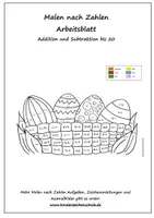 Vorschau - Mal- und Bastelvorlagen - Malen nach Zahlen - Addition und Subtraktion bis 20 - Ostern - Deckblatt
