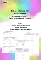 Vorschau - Arbeitsblätter - Wiederholung Brüche erweitern kürzen addieren subtrahieren - Deckblatt