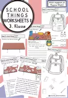 Vorschau - Arbeitsblätter - School things (3. Klasse): Worksheets / Arbeitsblätter (Reading and writing) - Deckblatt