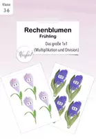 Vorschau - Stationenlernen - Rechenblumen Frühling (Großes 1x1, Multiplikation und Division) - Deckblatt