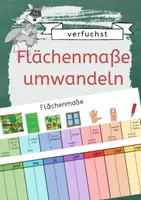 Vorschau - Arbeitsblätter - Flächenmaße umwandeln - eine Tabelle für die Schüler:innen mit Ankermaßen - Deckblatt