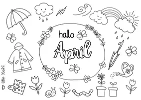 Vorschau - Mal- und Bastelvorlagen - Hallo April Ausmalbild - Seite 2
