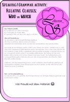 Vorschau - Aufgabenkarten - speaking activity: relative pronouns who/which - Seite 1