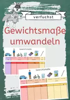 Vorschau - Arbeitsblätter - Gewichtsmaße umwandeln - eine Tabelle für die Schüler:innen mit Ankermaßen - Deckblatt