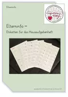 Vorschau - Anderer Materialtyp - Elterninfo Etiketten/ Aufkleber für Hausaufgabenheft - Deckblatt