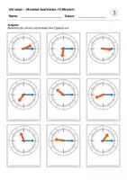 Vorschau - Arbeitsblätter - Uhrzeiten bestimmen (15 Minuten) (Uhr lesen) - Seite 3