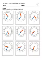 Vorschau - Arbeitsblätter - Uhrzeiten bestimmen (35 Minuten) (Uhr lesen) - Deckblatt