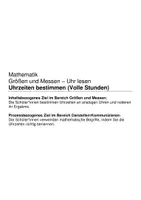 Vorschau - Arbeitsblätter - Uhrzeiten bestimmen und darstellen (Volle Stunden) (Uhr lesen) - Seite 1