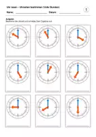 Vorschau - Arbeitsblätter - Uhrzeiten bestimmen und darstellen (Volle Stunden) (Uhr lesen) - Deckblatt