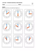 Vorschau - Arbeitsblätter - Uhrzeiten bestimmen und darstellen (Volle Stunden) (Uhr lesen) - Seite 3