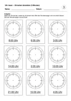 Vorschau - Arbeitsblätter - Uhrzeiten darstellen (5 Minuten) (Uhr lesen) - Seite 3