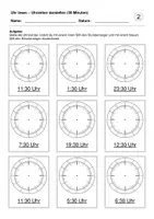 Vorschau - Arbeitsblätter - Uhrzeiten darstellen (30 Minuten) (Uhr lesen) - Seite 2