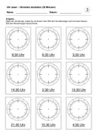 Vorschau - Arbeitsblätter - Uhrzeiten darstellen (30 Minuten) (Uhr lesen) - Seite 3