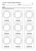 Vorschau - Arbeitsblätter - Uhrzeiten darstellen (40 Minuten) (Uhr lesen) - Deckblatt